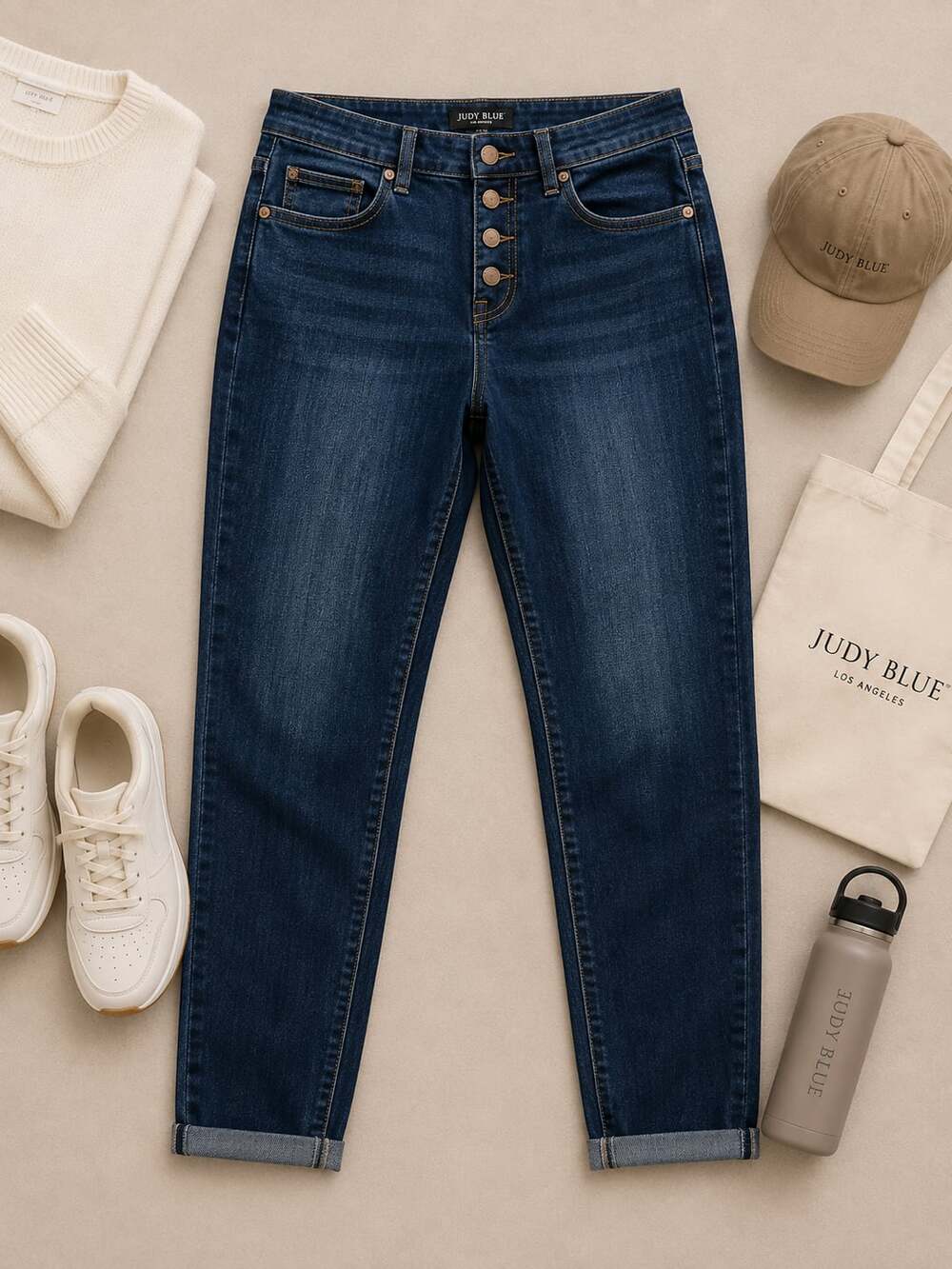 Judy Blue Skinny Fit High-Rise Button Fly Jeans, Size 18W, Dark Wash (g17)